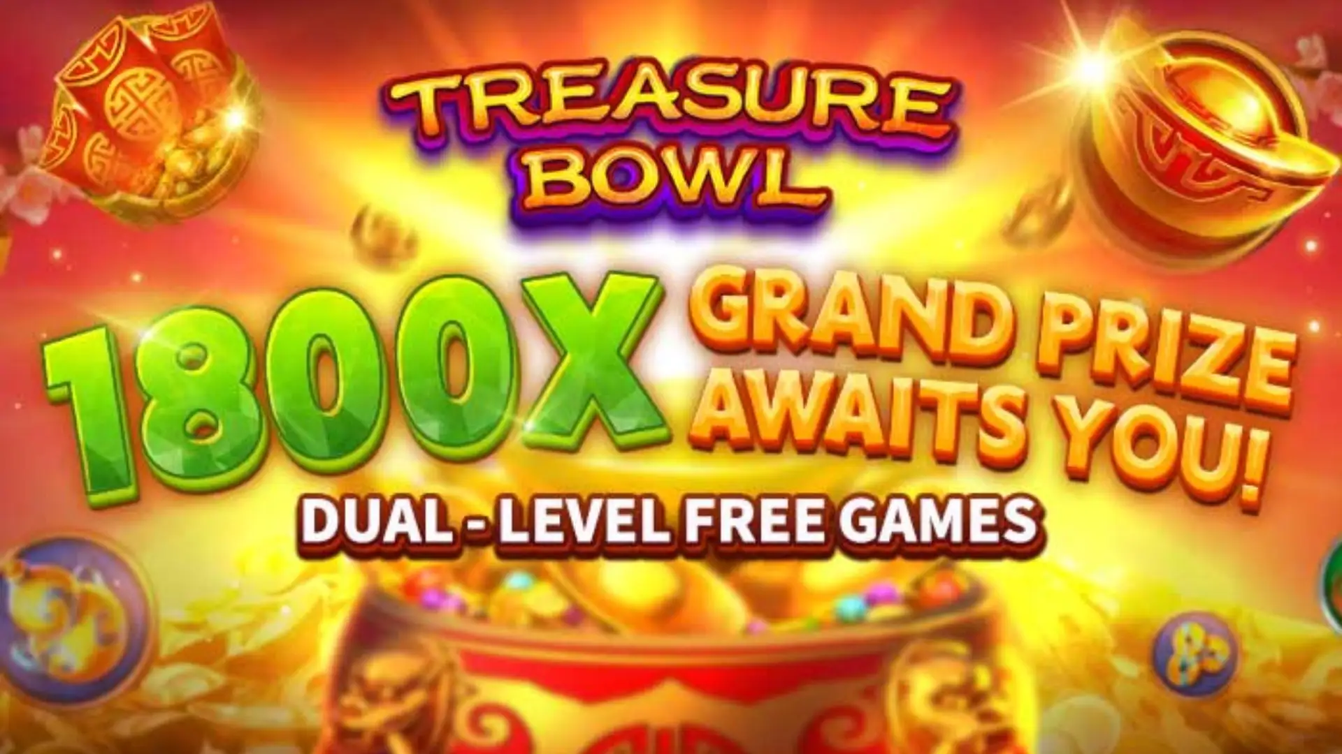 Multiplicadores Treasure Bowl 55aa - 7777x Máximo com Tigela Dourada